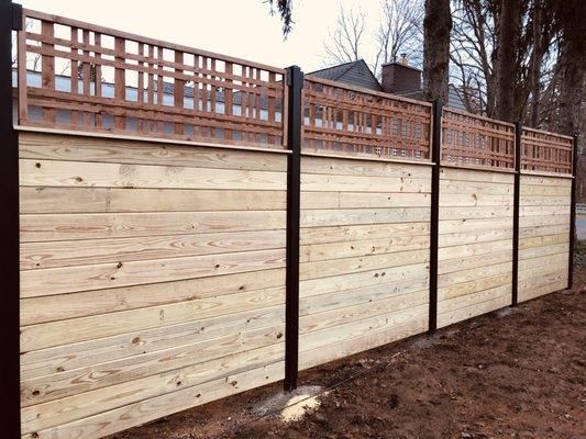 8 foot slip fence with cedar lattice