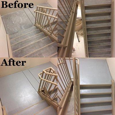 Fire exit staircase! Floors painted and sealed with high performance ArmorSeal 1K WB Urethane Floor Enamel. By Tilt Up Painting