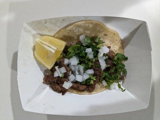 Al pastor taco! We had to drive home before we ate it so it doesn't look perfect anymore but it was delicious!