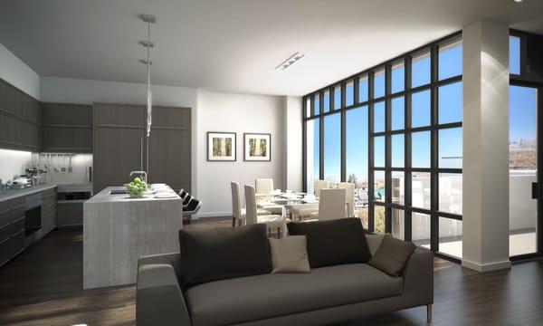 Luxury Living right on Main street.  333 Main - The Parkite.  Image courtesy of Bowen Studios.