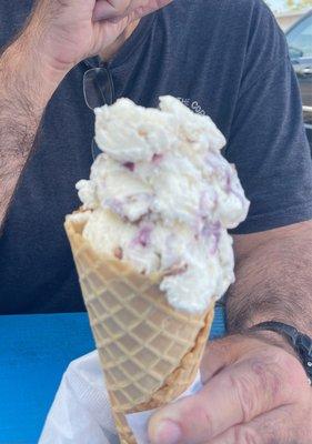 Blueberry scoops  in a waffle cone!