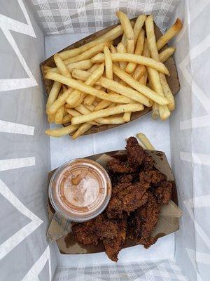 Fries, Spanish fried chicken