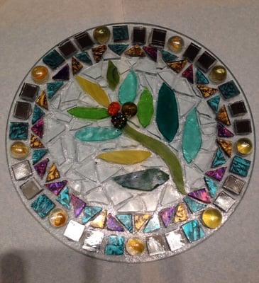 This is the sun catcher I created out of mosaics and will treasure for a long time.