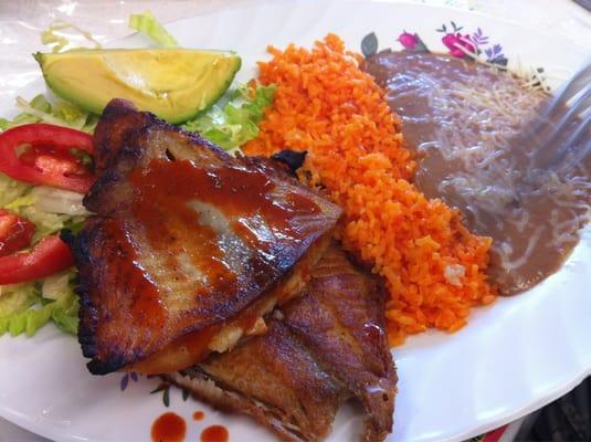 Filet fish with rice and beans