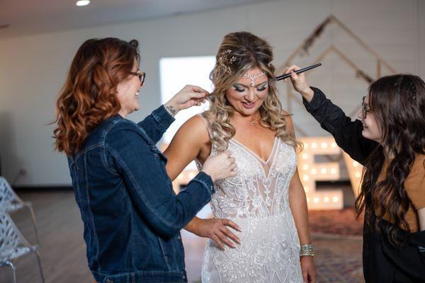 On-site bridal hair and makeup. we come to you. offer hair services and traditional or airbrush makeup