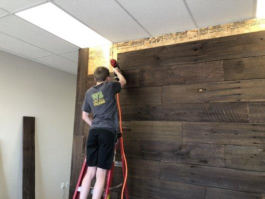 Brady Bauer giving the office some character, barn built in 1941 has a new lease on life!