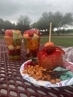 Fruit Cups and loaded Candy Apple