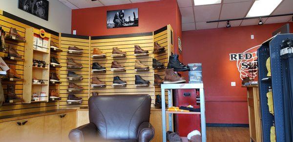 All the different types of shoes. Very clean,  welcoming environment.