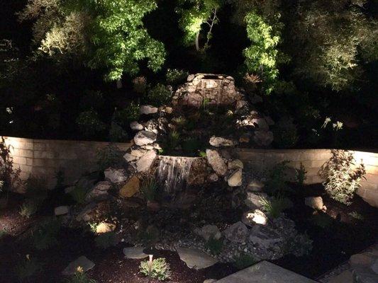 Halls Falls at night. Again a huge thank you to the entire team at Sierra Pacific Design Ponds and Waterfalls. Mike and Vicki Hall