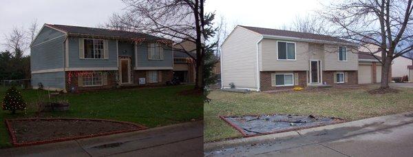 Old to new Roof, siding and gutters.