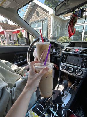 Iced lattes with salted caramel