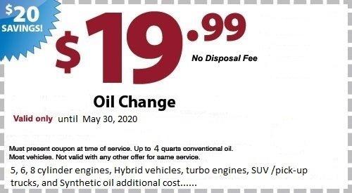 must present this coupon to receive this discount price for the oil change.