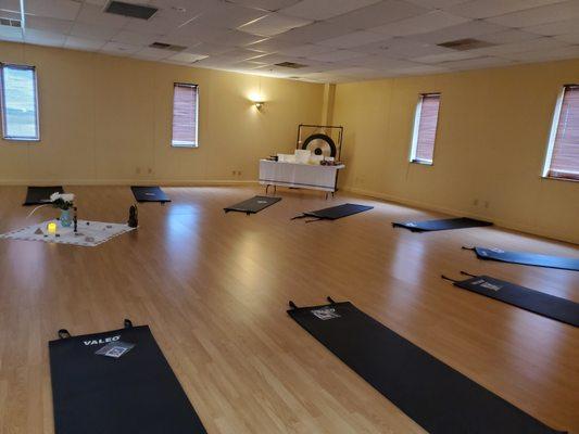 Our yoga studio set up for a Sound Immersion Class