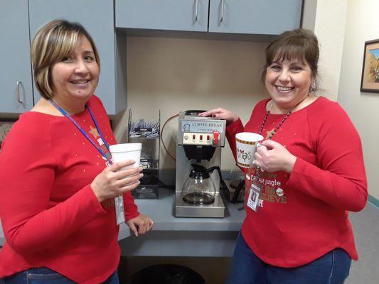 Christmas spirit shirts and coffee go well together