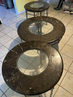 3 Marble tables $50