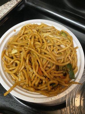 Chicken lo mein. Great portion. Probably enough for four people.