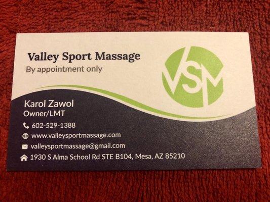 Business Card for Karol Zawol