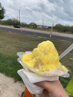 Root beer shaved ice with cream!