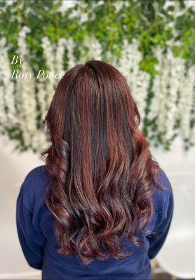 Red Balayage & Face frame layers haircut