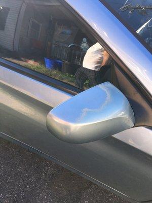 This wasn't part of the accident, but the paint on the mirror had faded (7 yr old car)