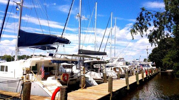 Catamarans on F-Dock for a rendezvous.