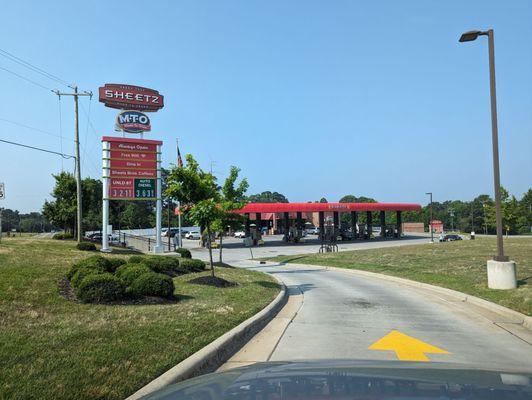 Outside. One-way entry driveway if heading in from I-85/I-40.