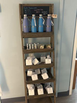 Thrive swag water bottles, bath bombs and apothecary items