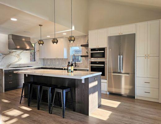 Rancho Bernardo, San Diego, CA, total transformation with gorgeous porcelain counters and backsplash!