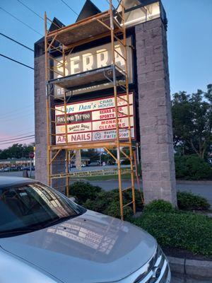 Our signage. Shows where we are. Corner of Monroe and Liberty road.