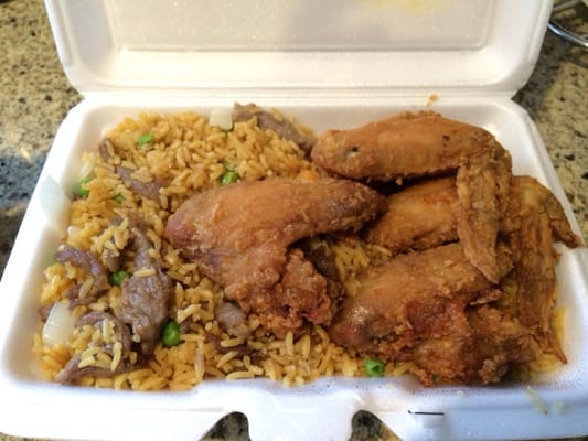 My favorite Chicken wings w/ beef fried rice!