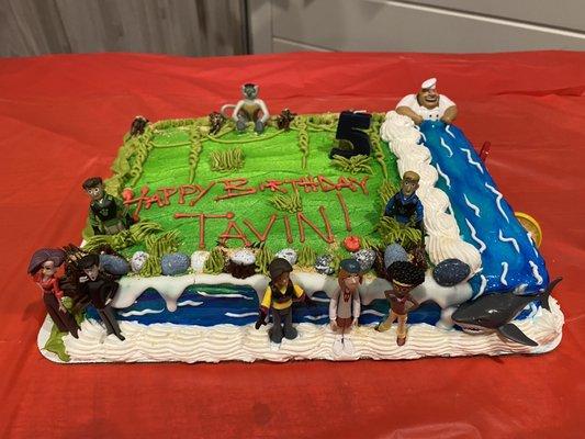 Wild Kratts 5th Birthday Cake. Turned out awesome and was really good!! 1/2 chocolate 1/2 white.