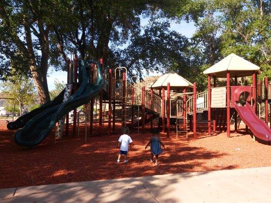 Our littles enjoying the squishy bits to get to the play structure.