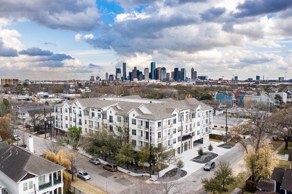 White Oak Highline facing downtown Houston