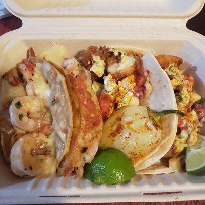 2 shrimp, 2 gobernador tacos