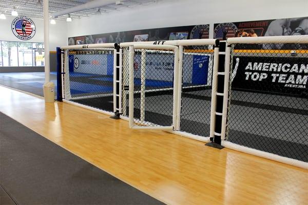 Caged mat where we hold many of our classes.