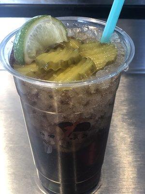 try our crazy pickle drink!