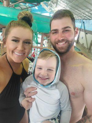 Here's me and my family swimming, my before matches my son's skin