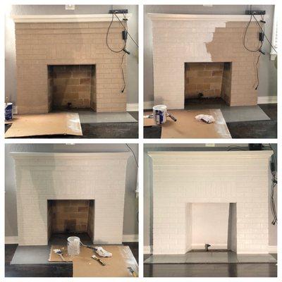 Fireplace before/after