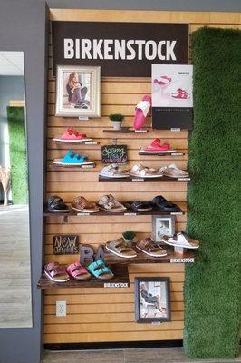 One of the many walls dedicated to Birkenstock products!