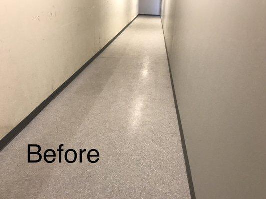 VCT post construction before cleaning and waxing