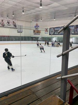 hockey rink. pretty average viewing area.