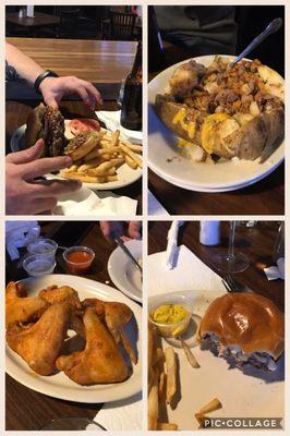 Meats Sweats burger, loaded potato colossal wings and the 'shroom & Swiss burger. Happy tummies! (And pockets!)