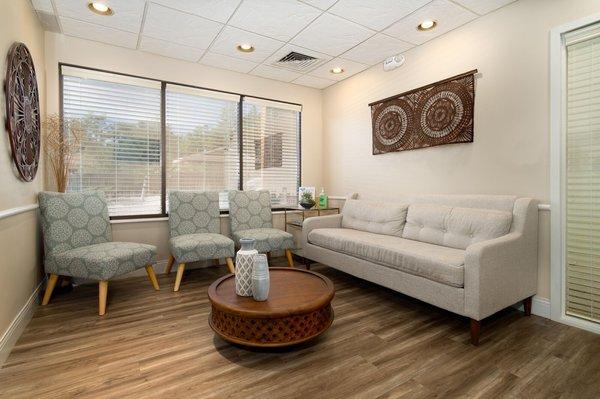 Enjoy coffee or tea while you wait for your appointment in our cozy waiting room!