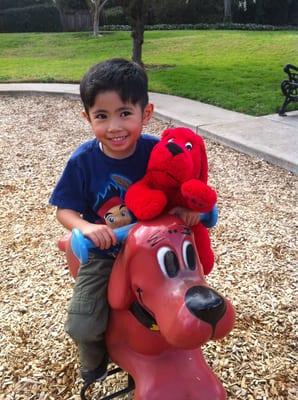 My kiddo loves riding Clifford!