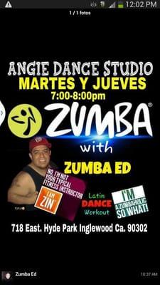 CLASSES DE ZUMBA  en ANGIE DANCE STUDIO! $3 Por clase. Para mas information sobre horarios llame a nuestro numero!