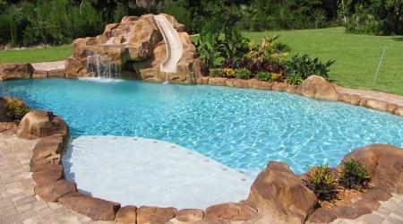 Lagoon Pool with Custom Rock Slide and Waterfall