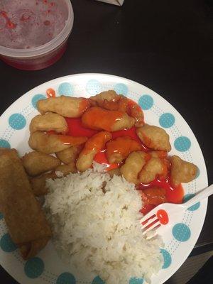 Plated food. (note this is not the entire thing, I had three plates similar to this one)