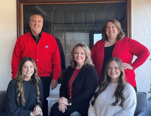 The team of Chester Insurance Group.  Agency Owner/ CEO, Catrina Chester - center.  Front - Sophie & Melody. Back - Kevin & Brittney