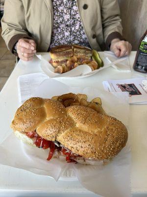 Reuben was huge with lots of layers of corned beef.