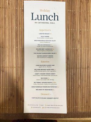 12/18/23 Lunch Menu